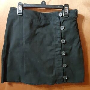 Forever 21 Black Asymmetrical Button Mini Skirt